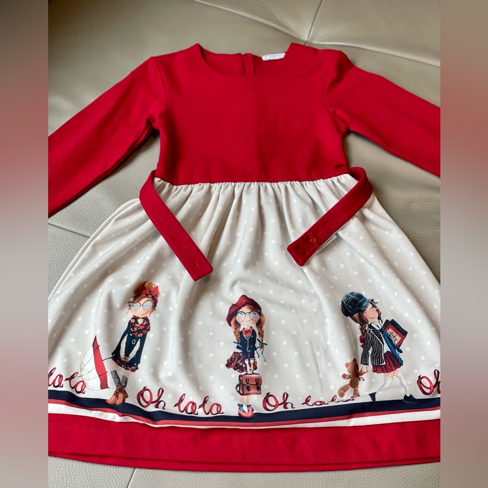 NEW MAYORAL girls long sleeve dress long sleeves oh la la Marino 9 years NEW